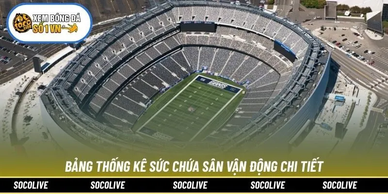 Bảng thống kê sức chứa sân vận động chi tiết
